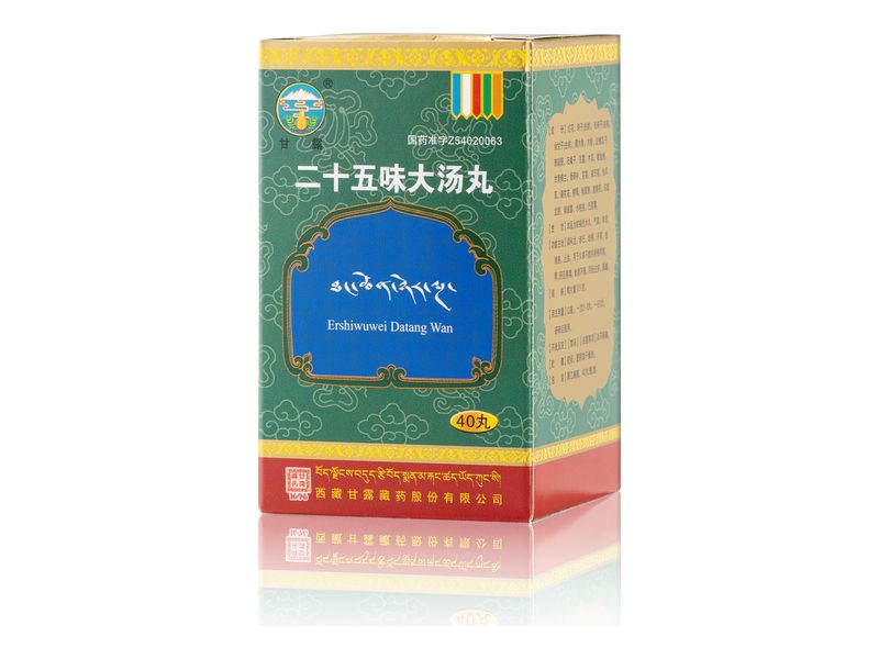 二十五味大汤丸 Ershiwuwei Datang Wan 二十五味大汤丸产品包装图(西藏甘露藏药股份有限公司)——调和三因的二十五味大汤丸,传统用于开胃、愈溃疡