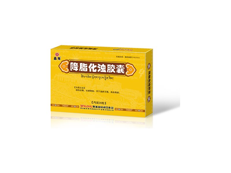 降脂化浊胶囊产品包装图（青海晶珠藏药高新技术产业股份有限公司）——决明子、山楂等九味配伍，清热排毒、化瘀降脂
