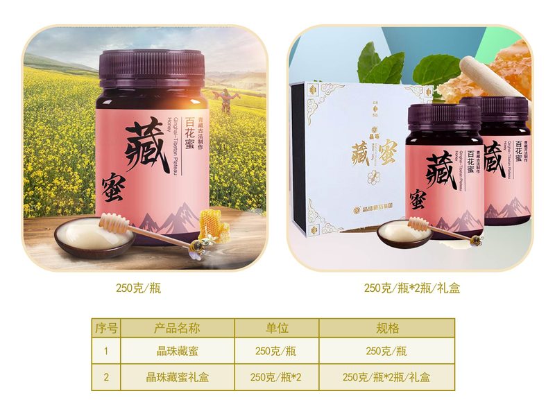 晶珠藏蜜 Jingzhuzangmi 晶珠藏蜜产品包装图——晶珠出品的高原土蜂蜜,适合日常食用与馈赠亲友