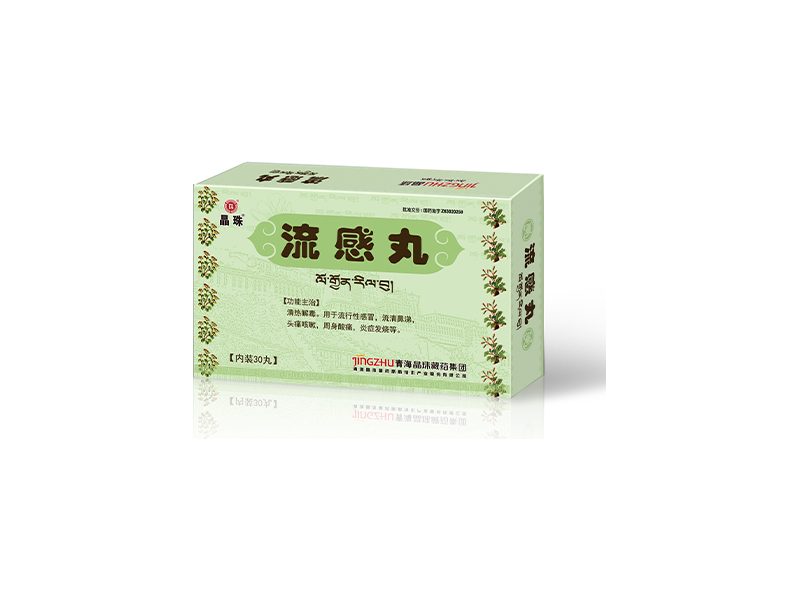 流感丸 Liugan Wan 流感丸产品包装图(青海晶珠藏药高新技术产业股份有限公司)——清热解毒的藏药水丸,用于流感头痛咳嗽与周身酸痛