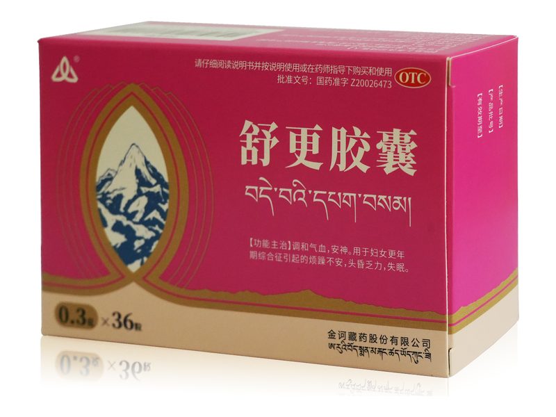 舒更胶囊 Shugeng Jiaonang 舒更胶囊产品包装图(金诃藏药股份有限公司)——调和气血、安神的舒更胶囊,调理更年期不适